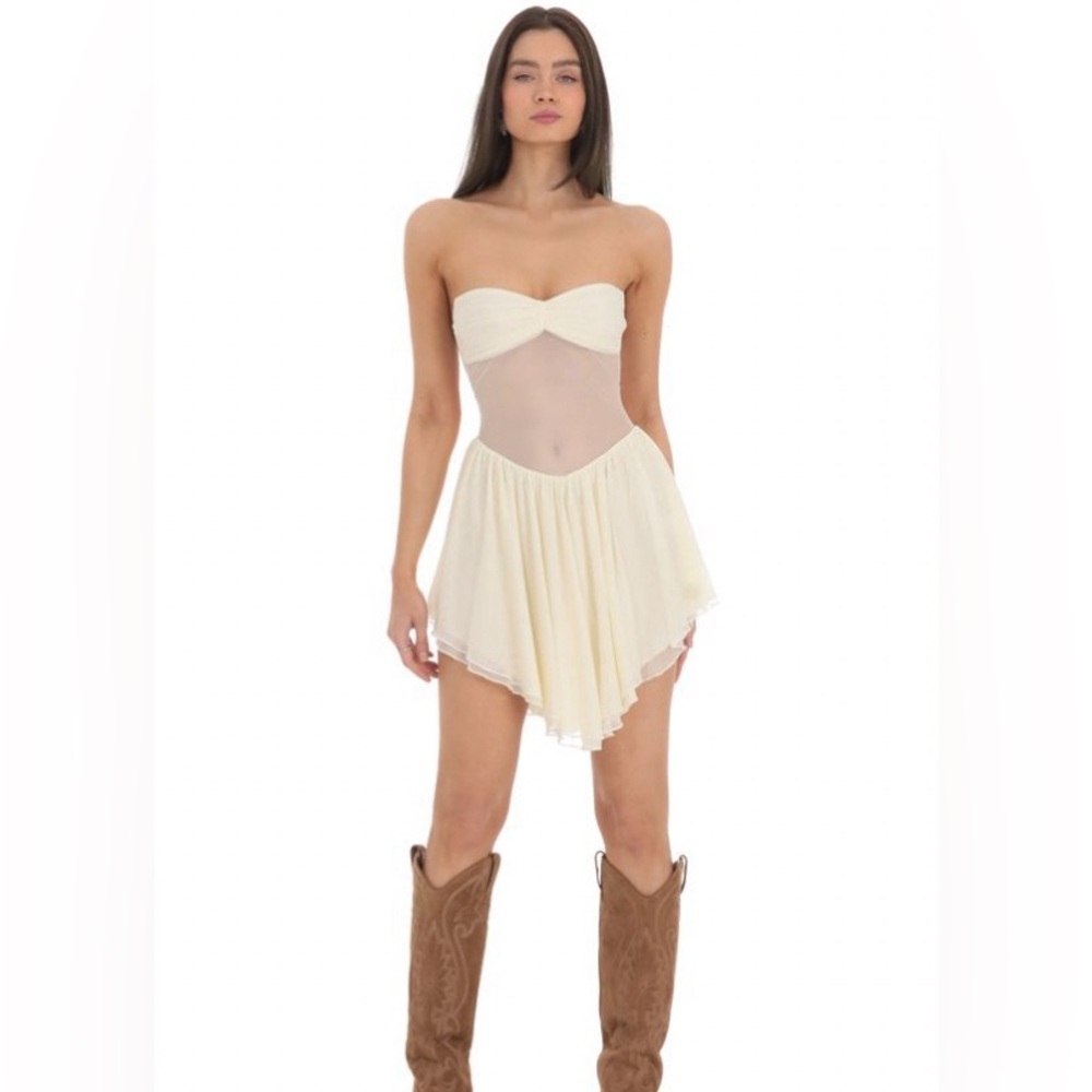 NWOT Lucy in the Sky Strapless Mesh Cutout Dress